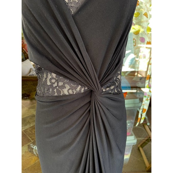 LAUREN RALPH LAUREN ~Black Full Length Gown ~Twist Detail & Peek-a-Boo Lace ~ 10 - Picture 5 of 16